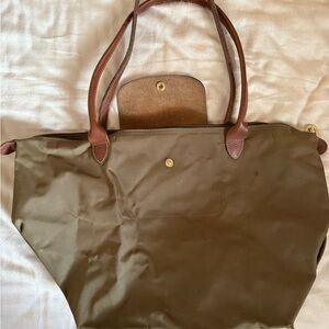 Longchamp Le Pliage Olive Green Large Tote Bag